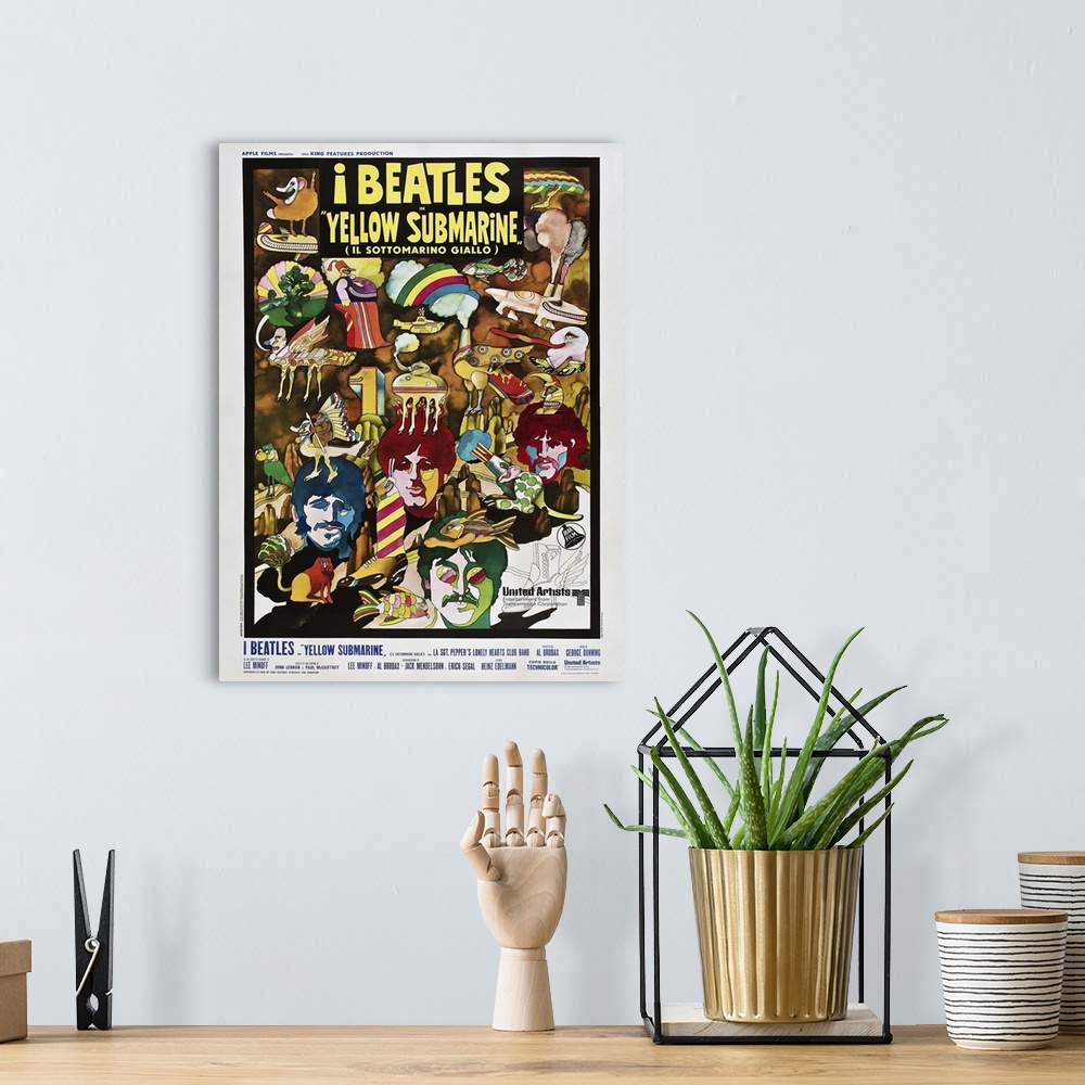A bohemian room featuring Yellow Submarine - Vintage Movie Poster (Italian)