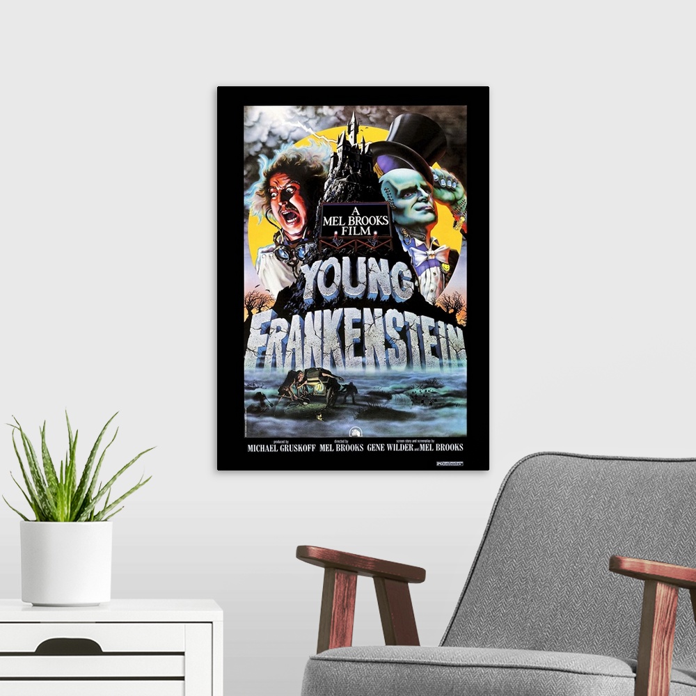 A modern room featuring Young Frankenstein - Vintage Movie Poster