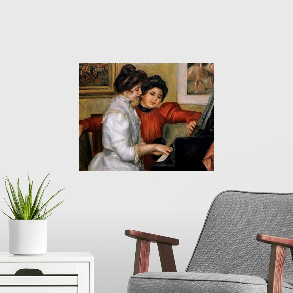 A modern room featuring RENOIR, Pierre-Auguste (1841-1919). Yvonne and Christine Lerolle at the piano. ca. 1897. Impressi...