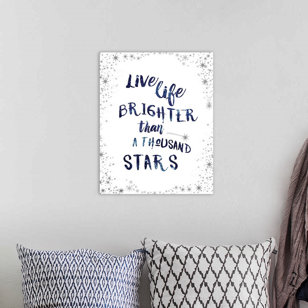 A bohemian room featuring "Live Life Brighter Than a Thousand Stars"