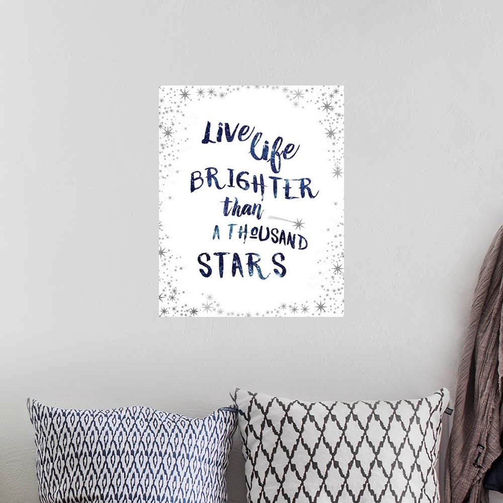 A bohemian room featuring "Live Life Brighter Than a Thousand Stars"