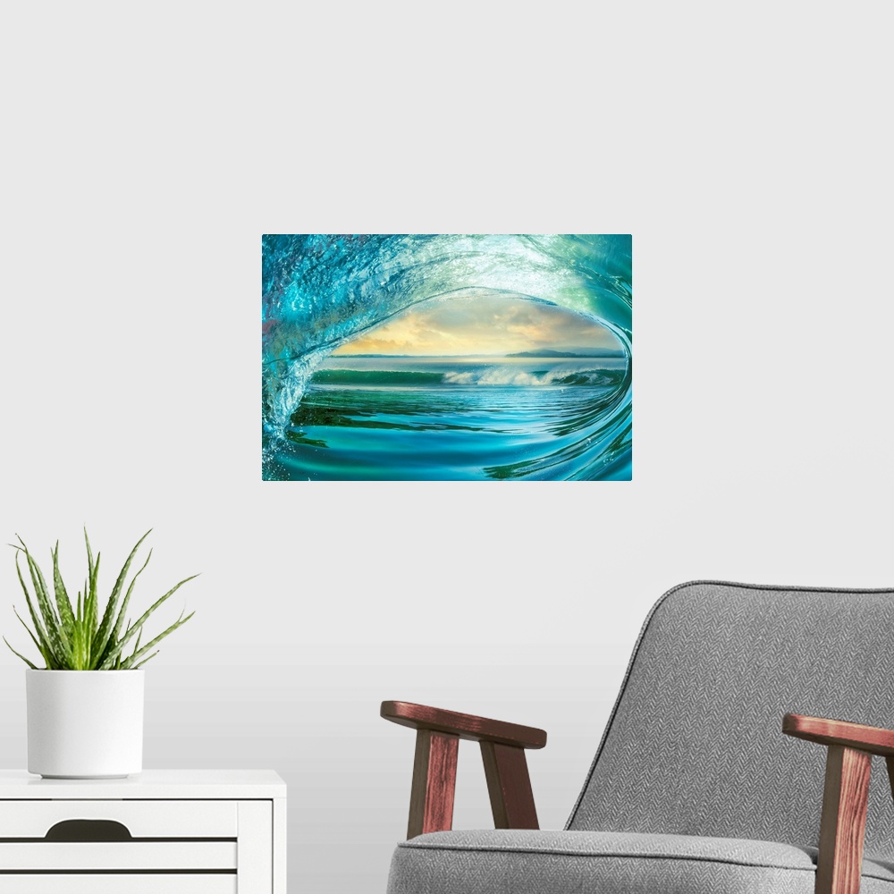 A modern room featuring Big Wave