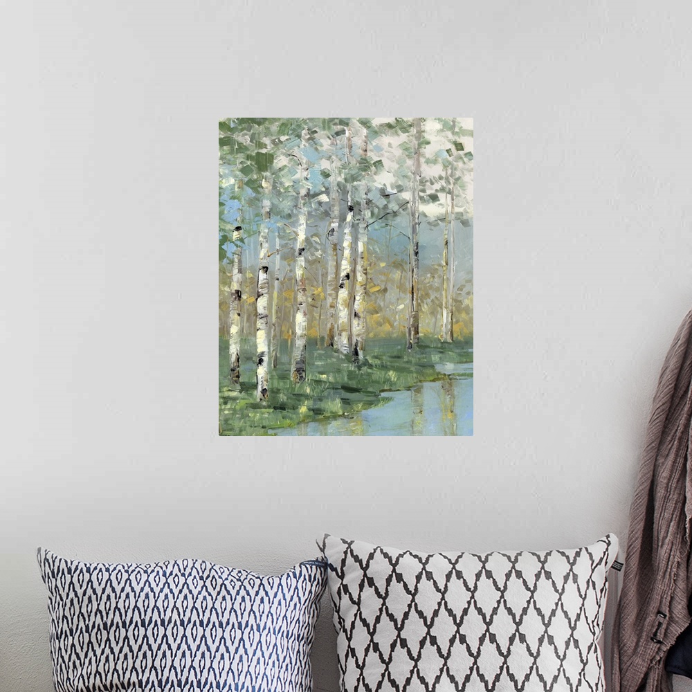 A bohemian room featuring Birch Reflections I