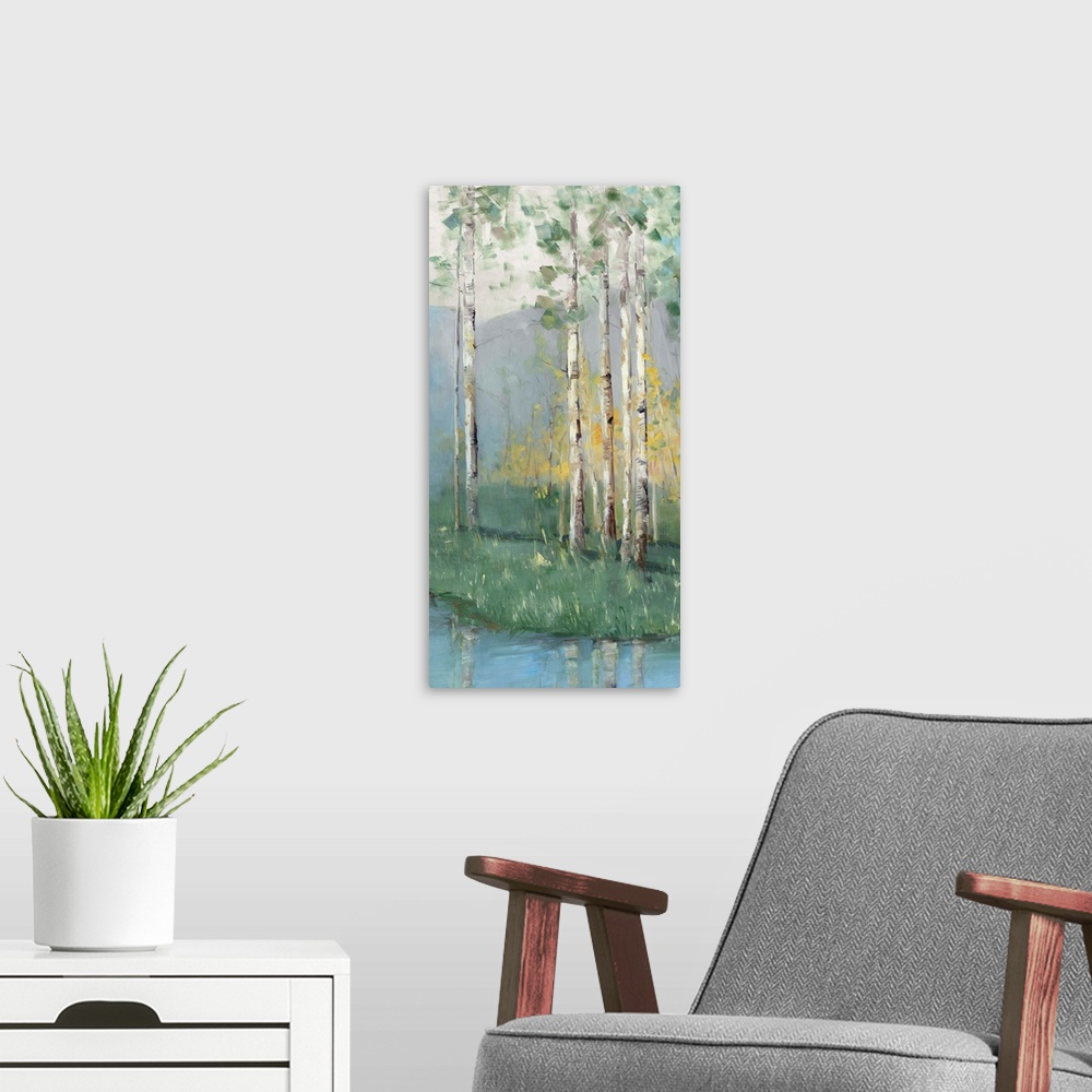 A modern room featuring Birch Reflections IV