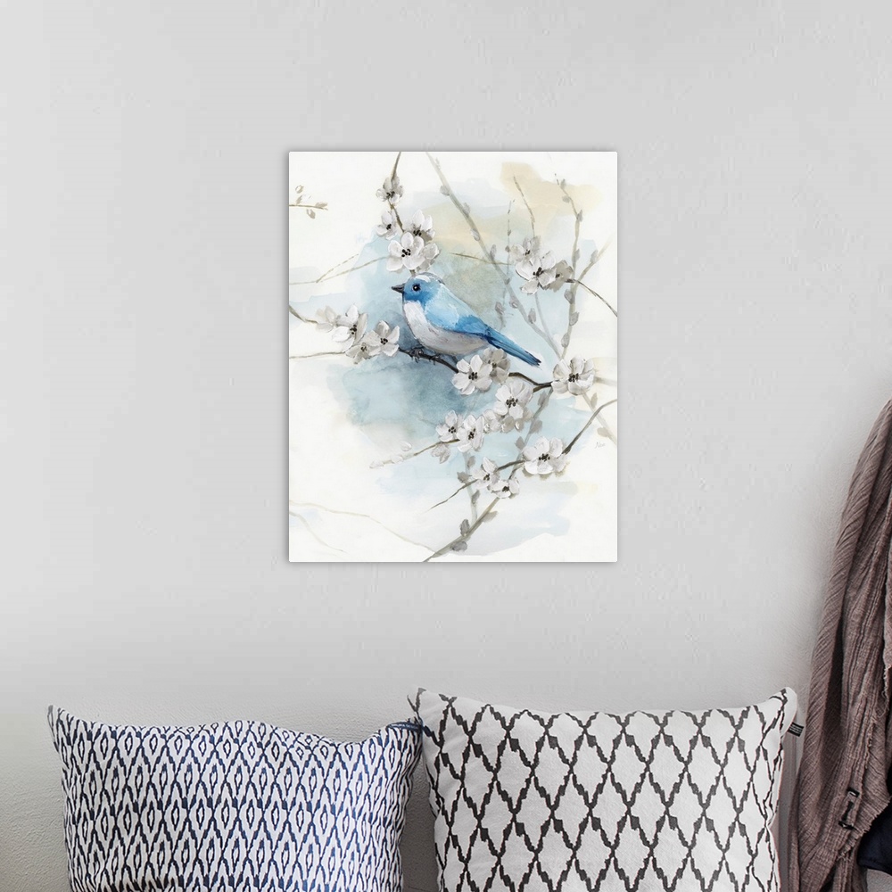 A bohemian room featuring Blossoms And Bluebird II