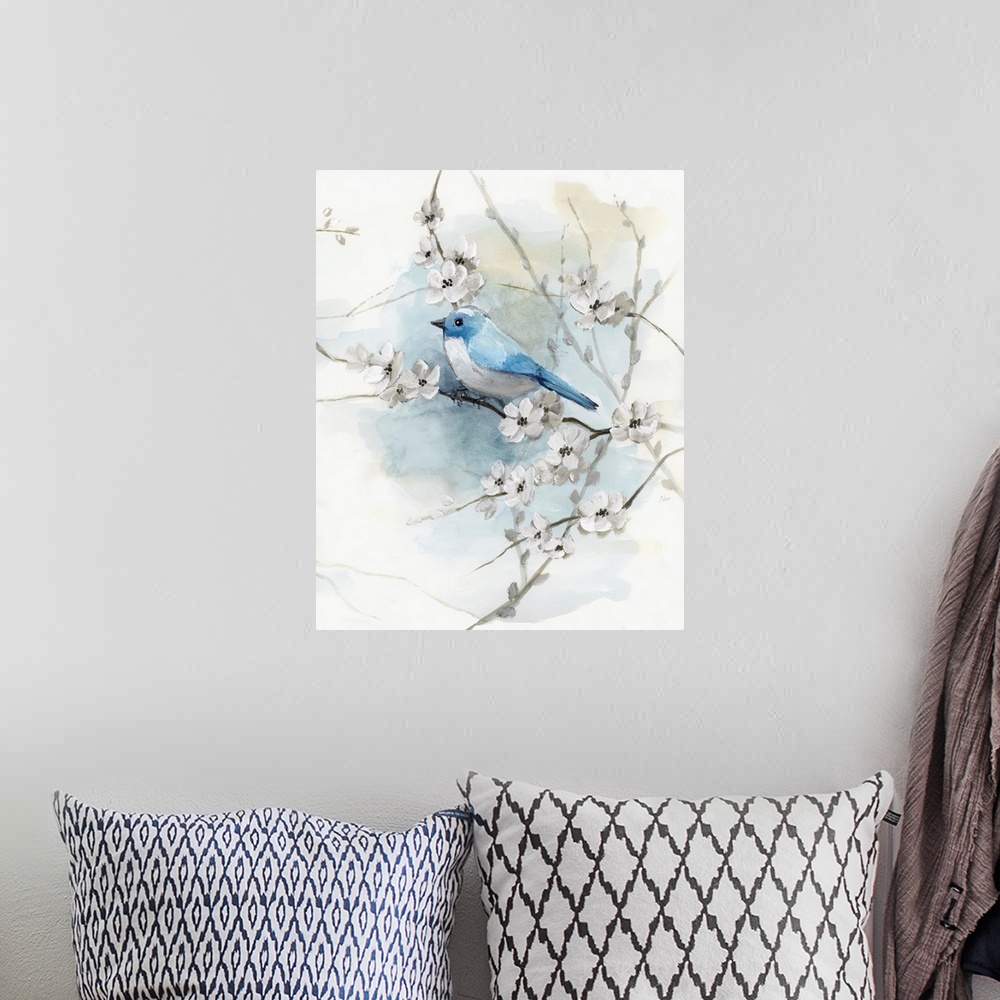 A bohemian room featuring Blossoms And Bluebird II