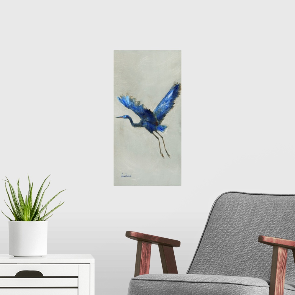 A modern room featuring Blue Heron II