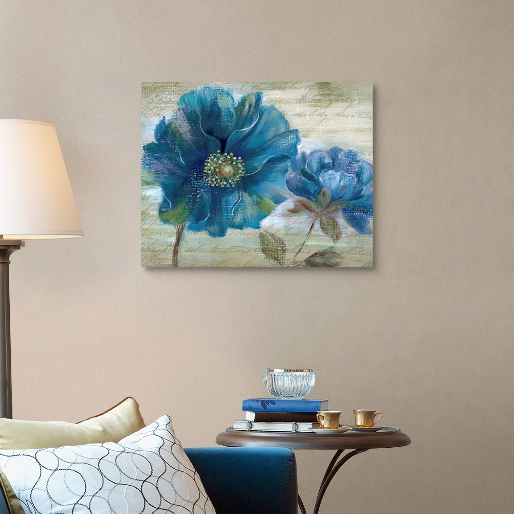 A traditional room featuring Blue Poppy Poem I