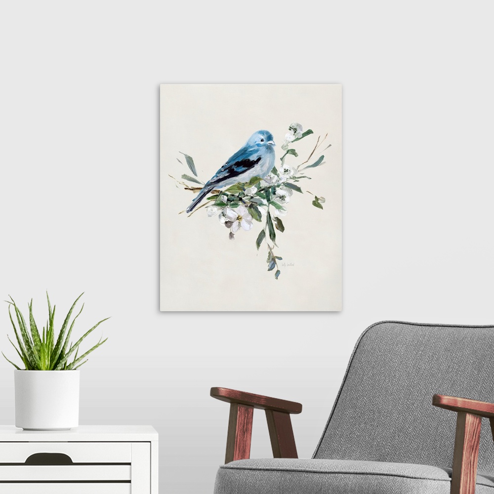 A modern room featuring Bluebird Happy I