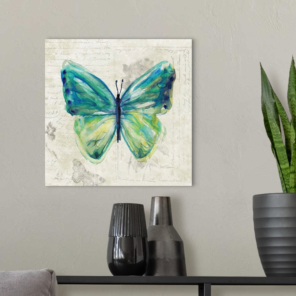 A modern room featuring Butterfly Sketch IV