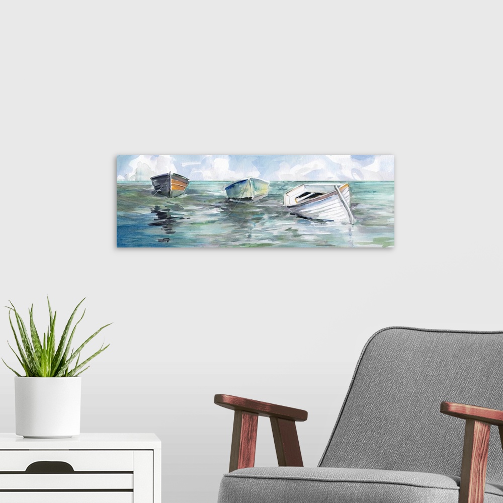 A modern room featuring Caught at Low Tide I