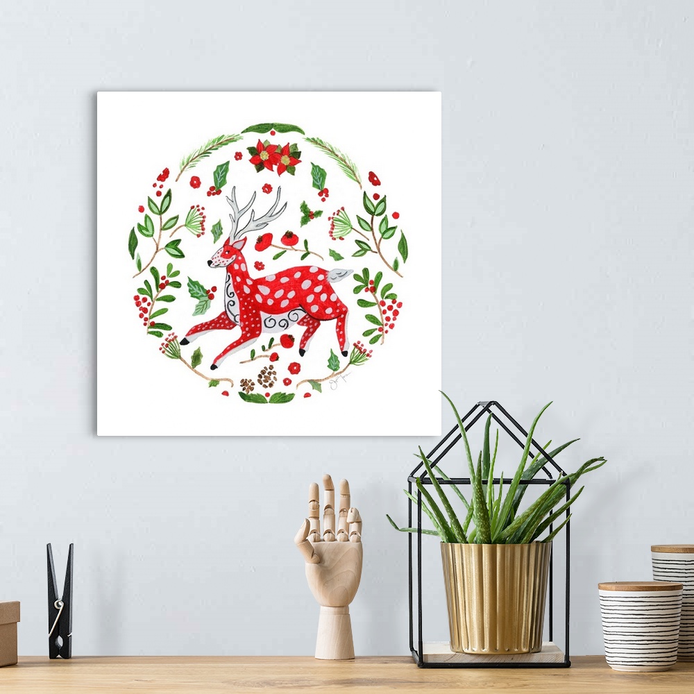 A bohemian room featuring Christmas Folk Deer