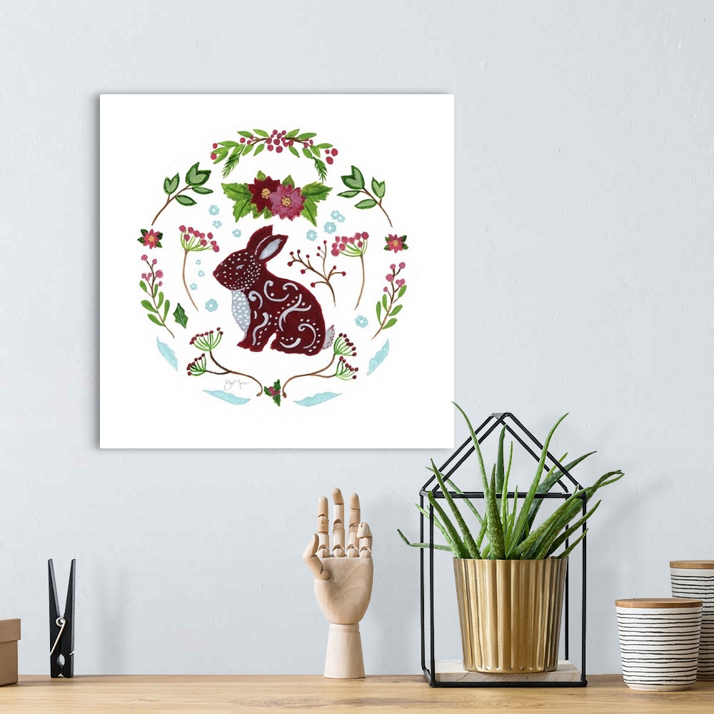 A bohemian room featuring Christmas Folk Rabbit