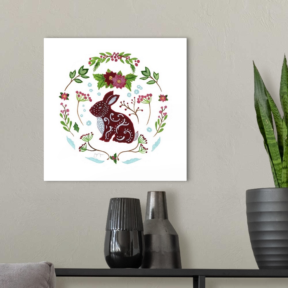 A modern room featuring Christmas Folk Rabbit