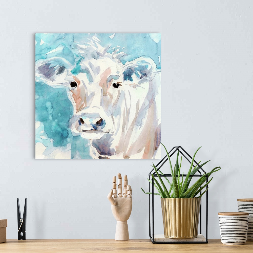 A bohemian room featuring Color Wash Cow