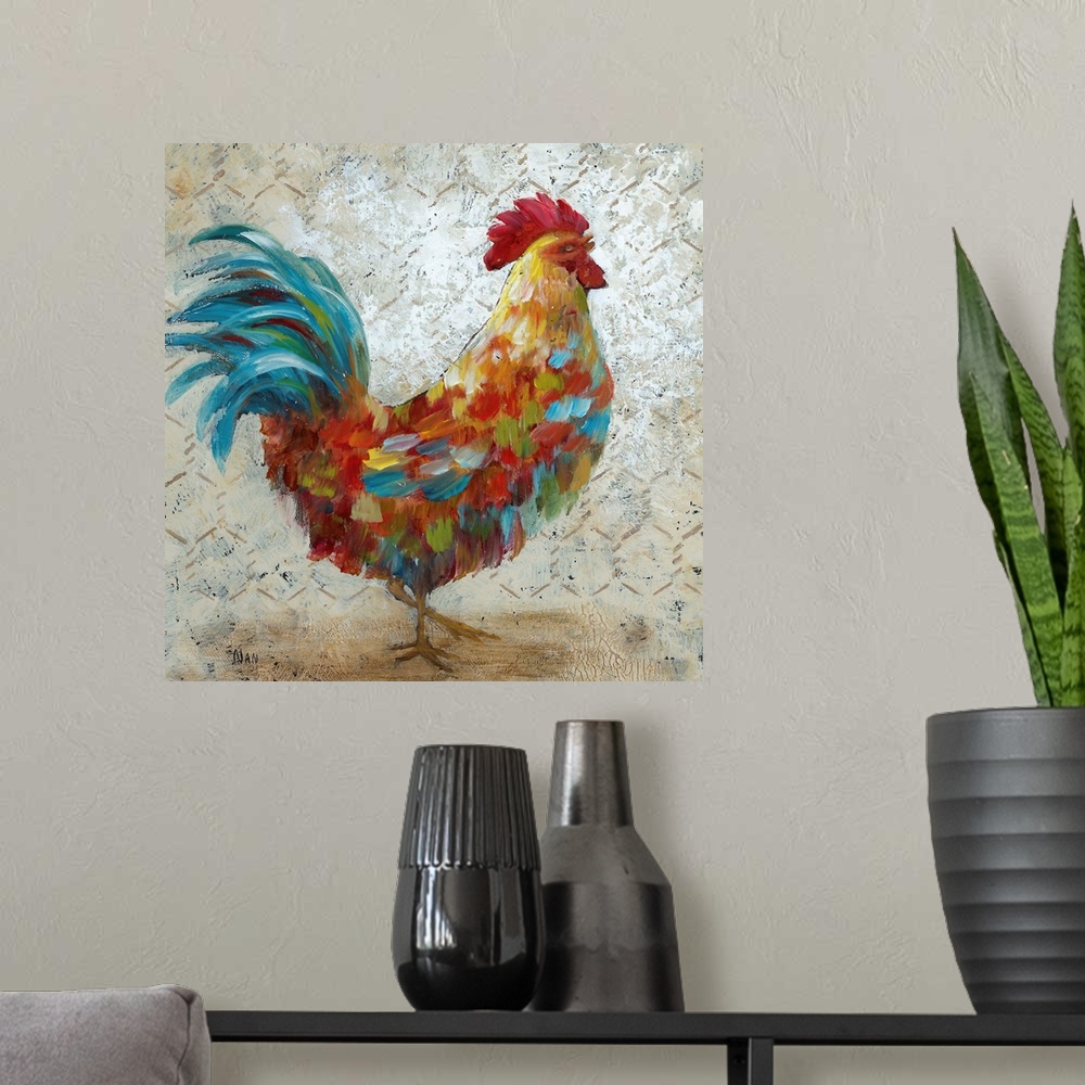 A modern room featuring Fancy Rooster I