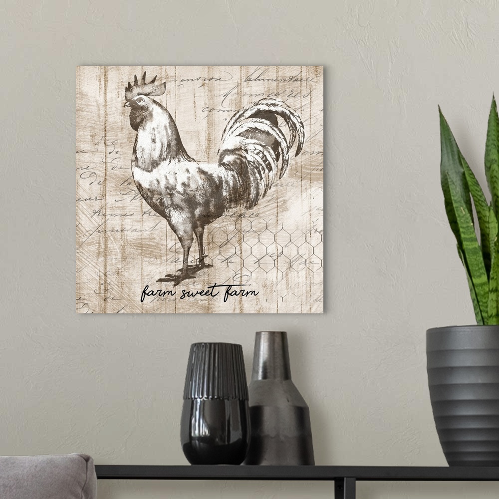 A modern room featuring Farm Rooster