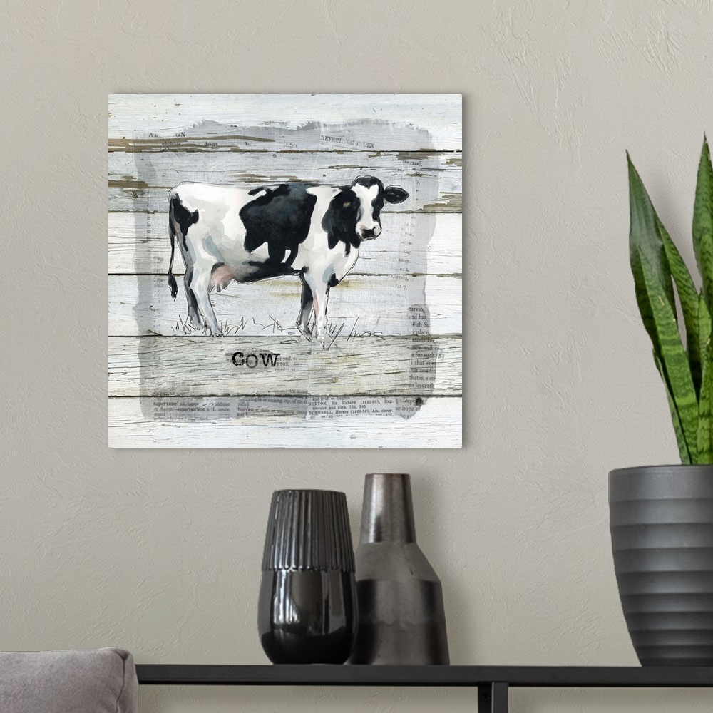 A modern room featuring Farmhouse Collage Cow
