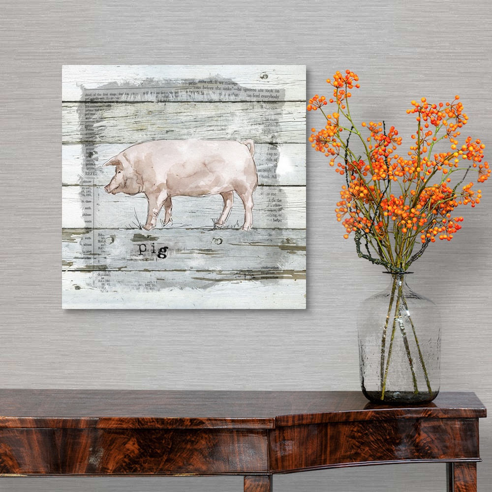 A traditional room featuring Farmhouse Collage Pig
