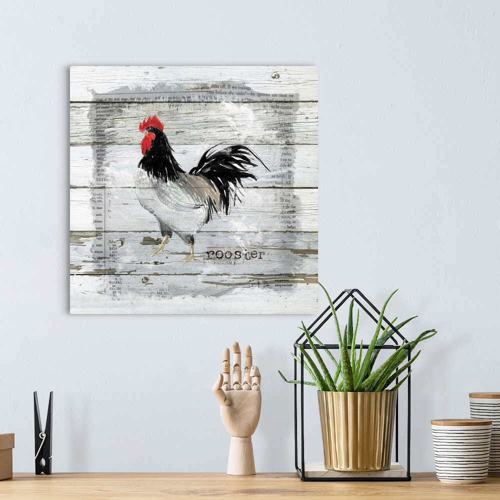 A bohemian room featuring Farmhouse Collage Rooster