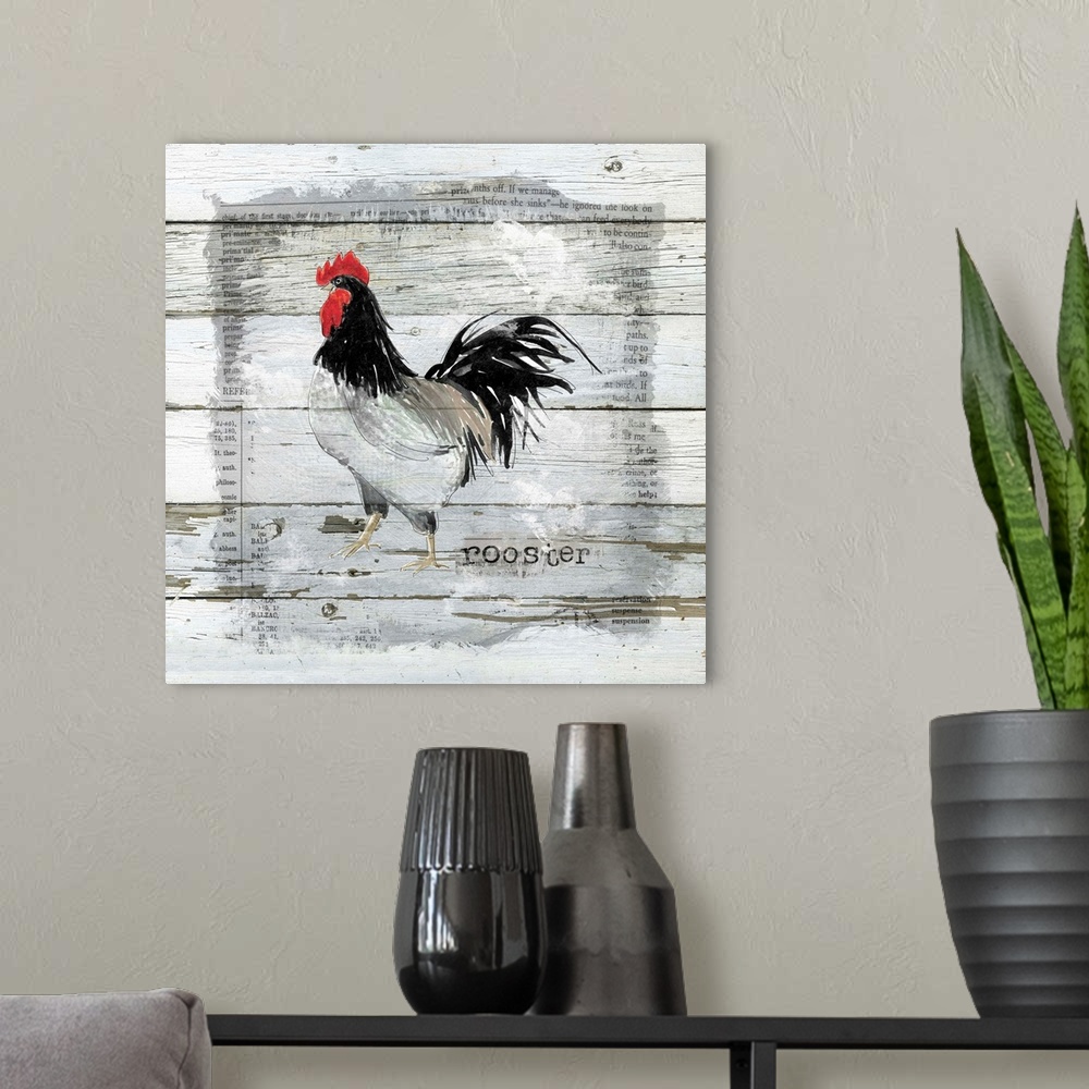 A modern room featuring Farmhouse Collage Rooster
