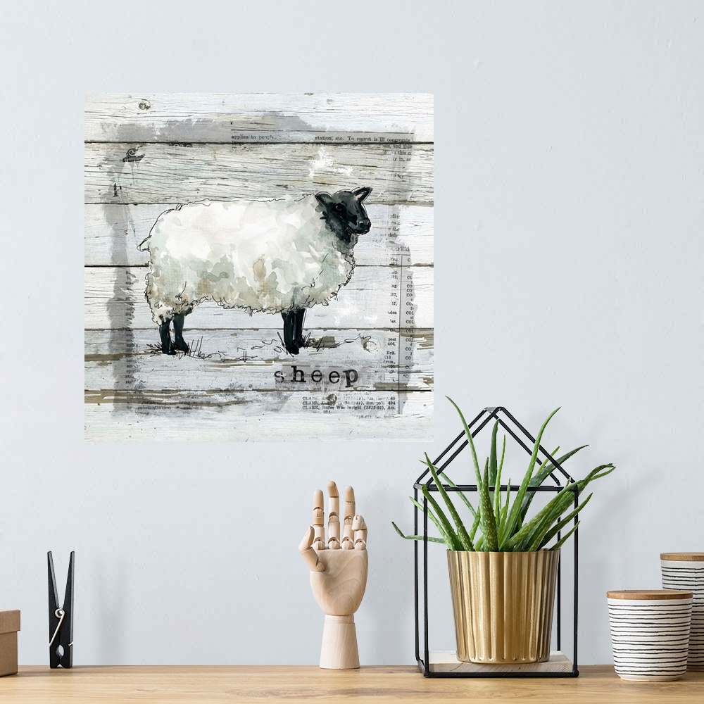 A bohemian room featuring Farmhouse Collage Sheep