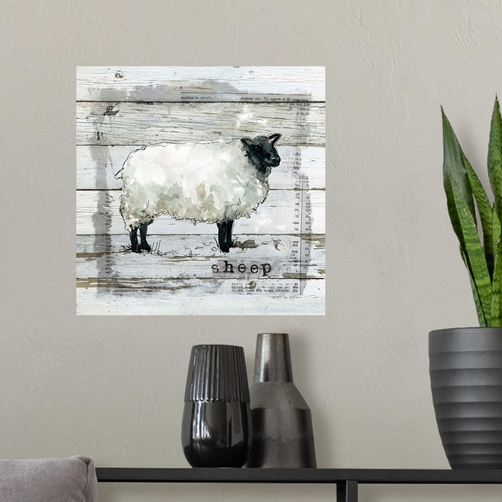 A modern room featuring Farmhouse Collage Sheep