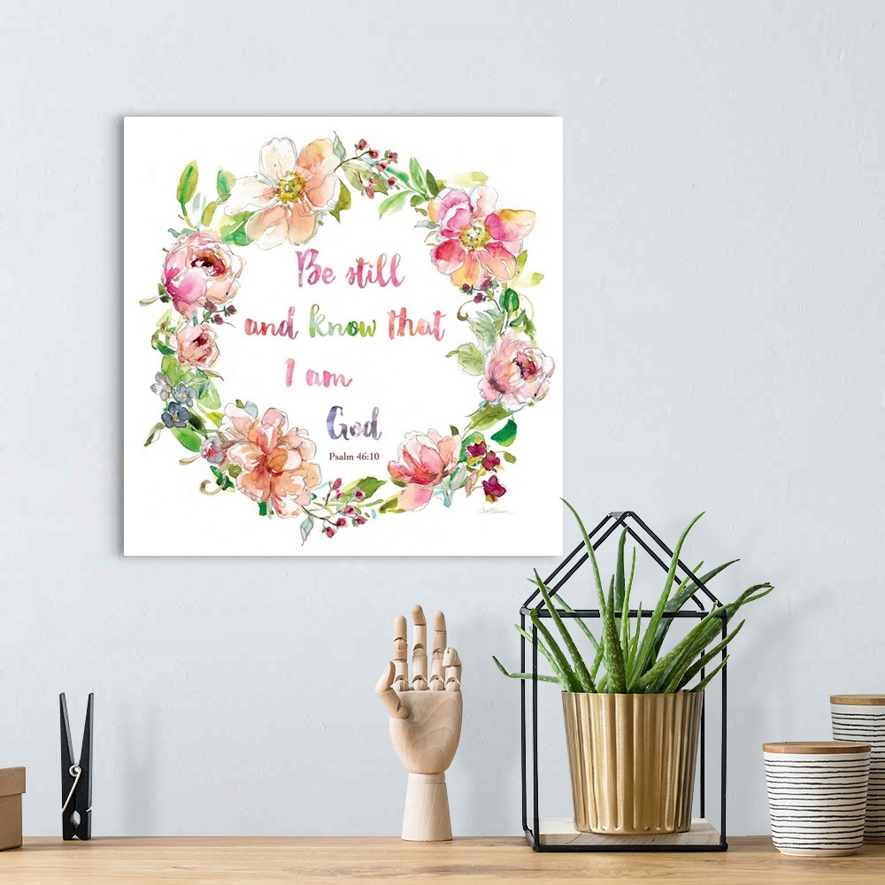 A bohemian room featuring Floral Scripture Wreath I
