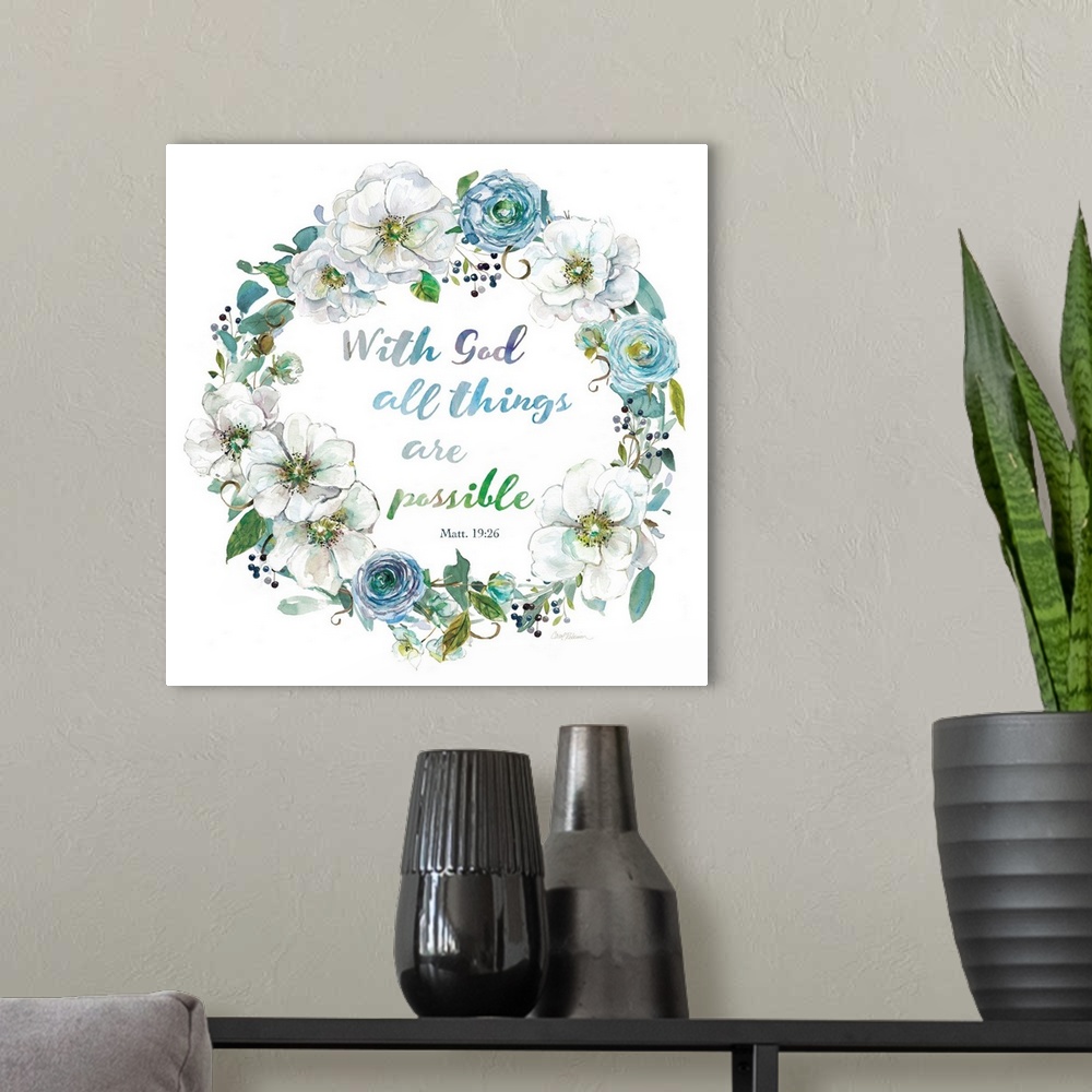 A modern room featuring Floral Scripture Wreath II
