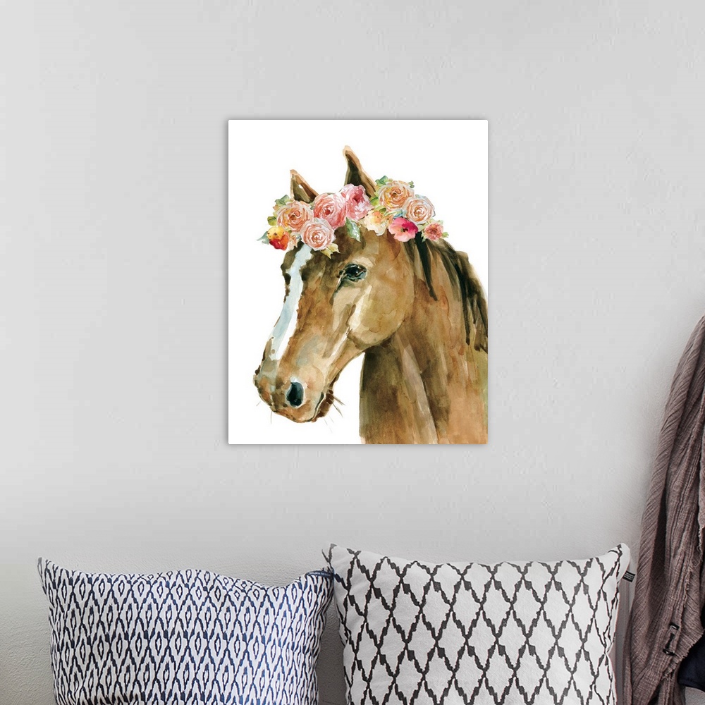 A bohemian room featuring Flower Crown Horse