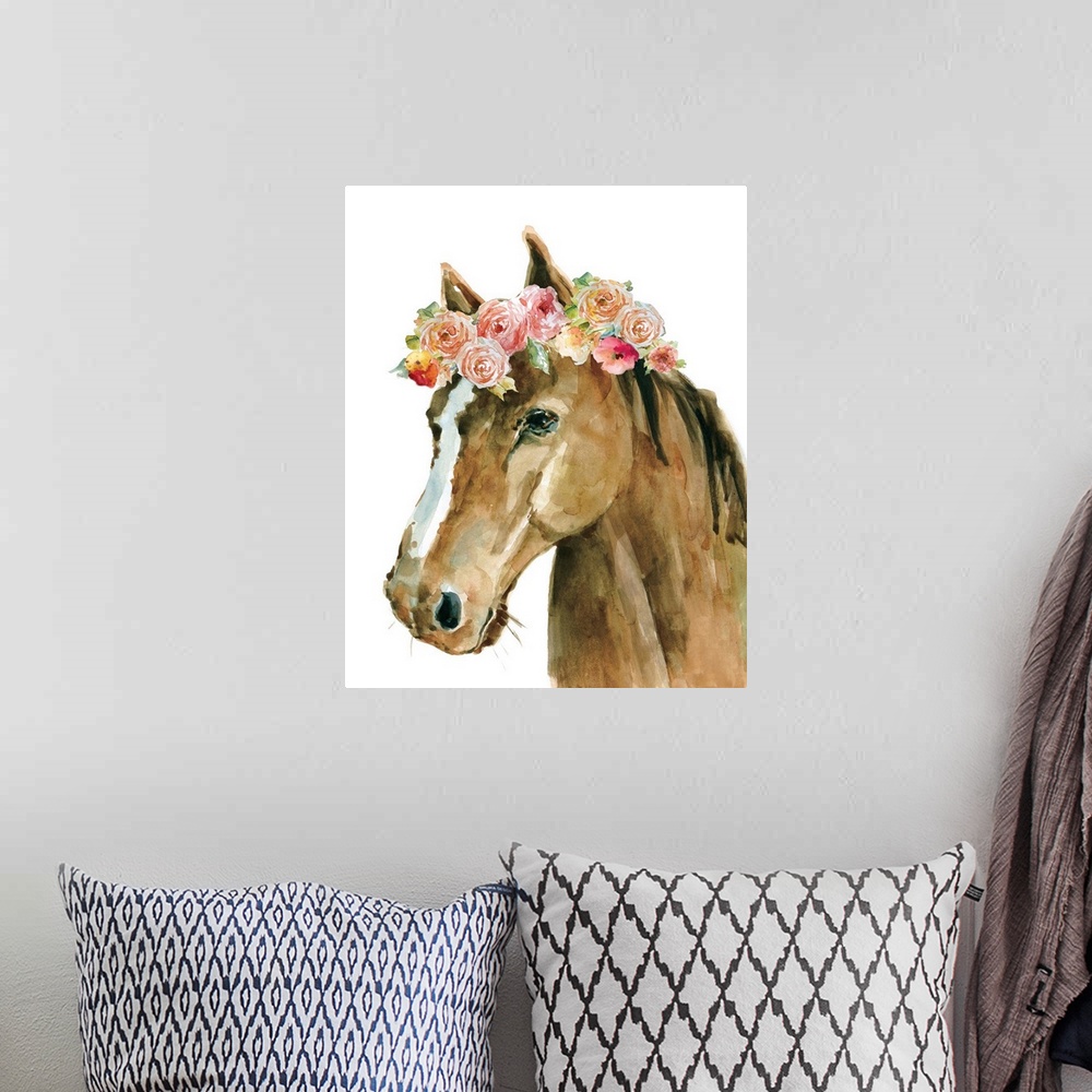 A bohemian room featuring Flower Crown Horse