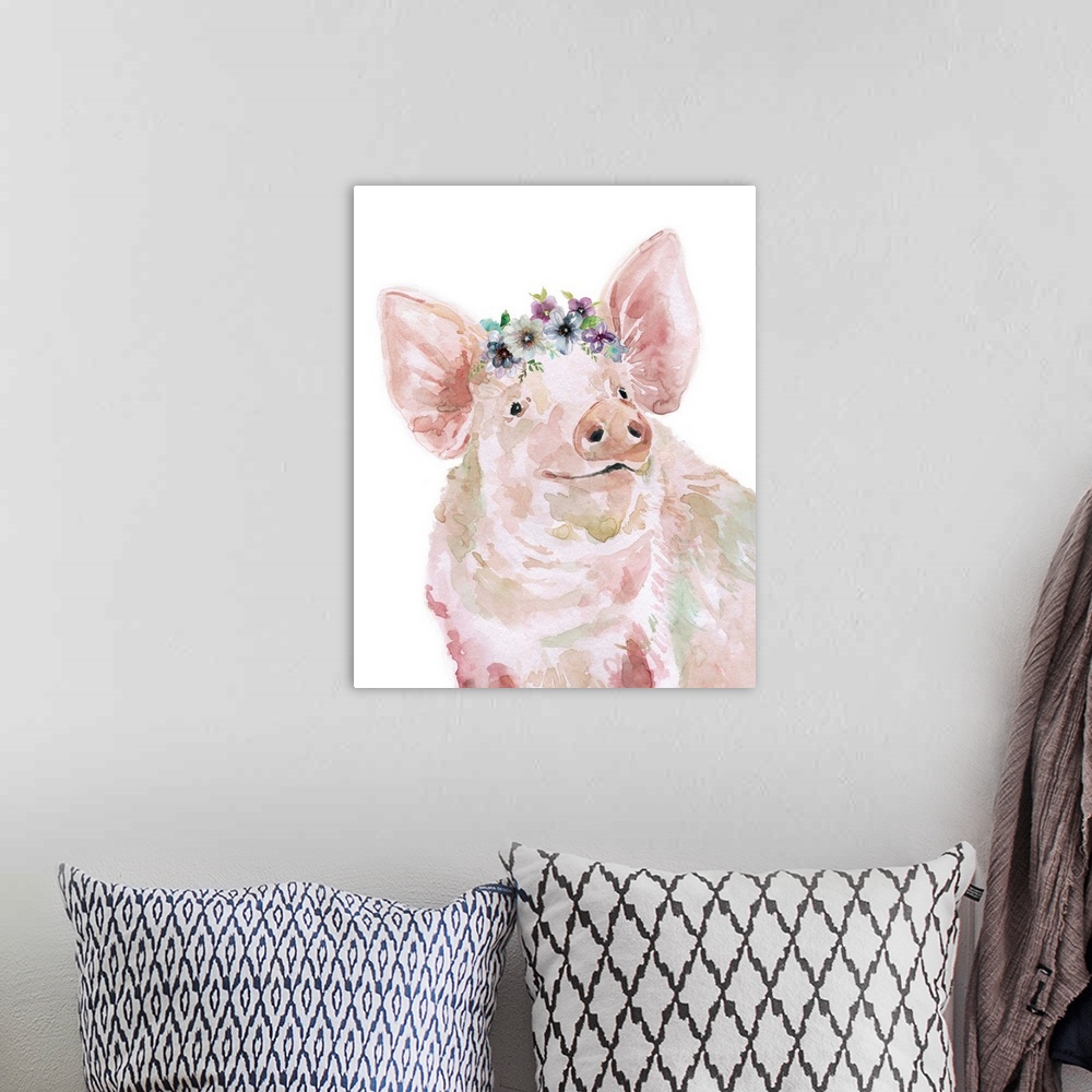 A bohemian room featuring Flower Crown Pig