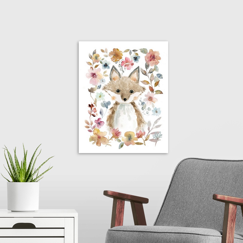 A modern room featuring Flowers and Friends Fox