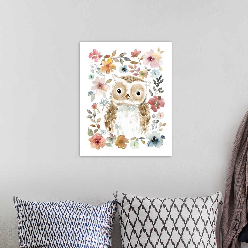 A bohemian room featuring Flowers and Friends Owl