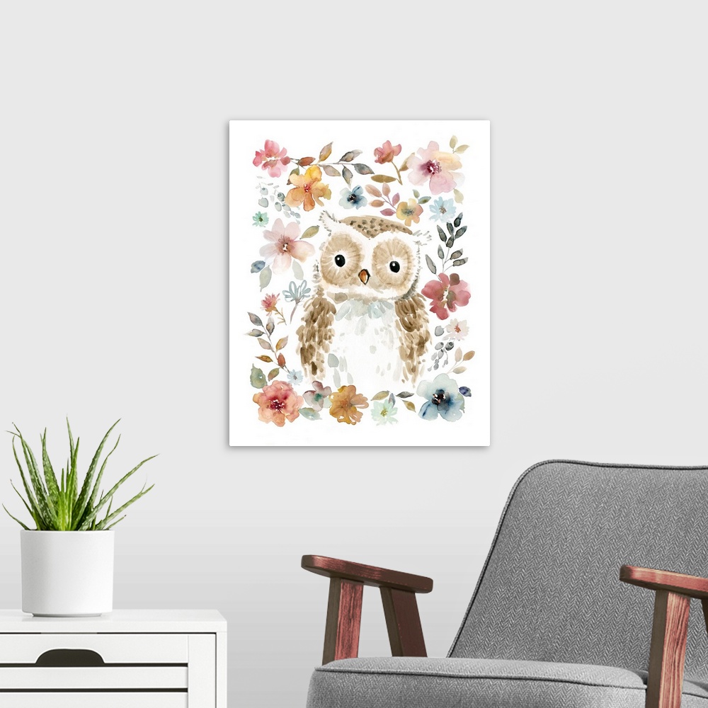 A modern room featuring Flowers and Friends Owl