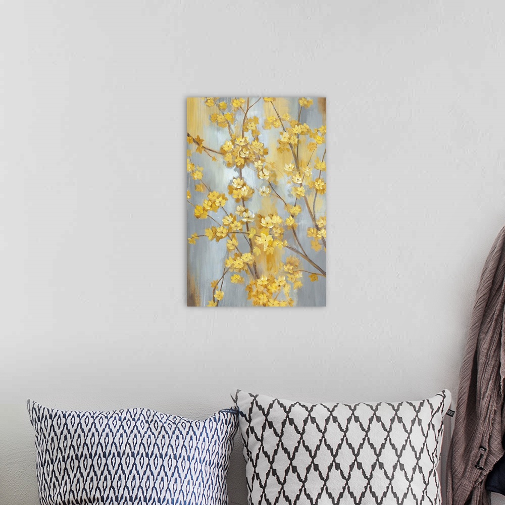 A bohemian room featuring Forsythia Branch