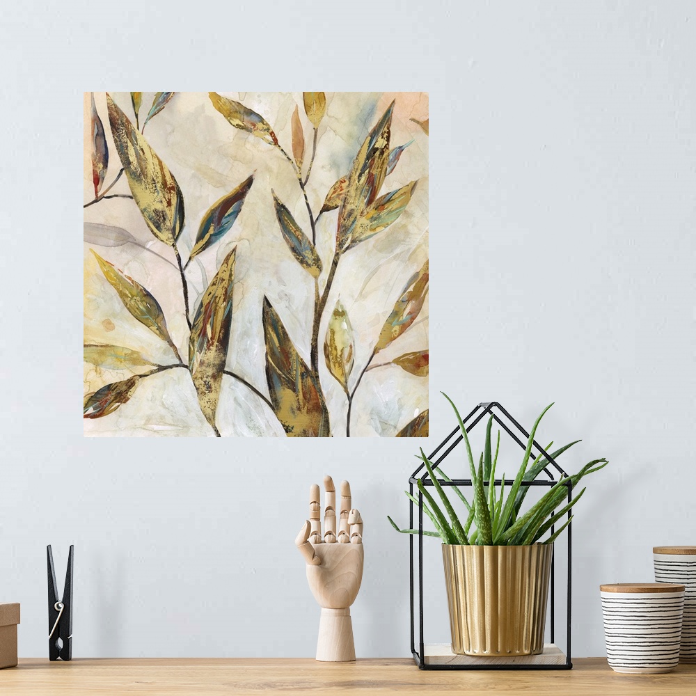 A bohemian room featuring Gilded Leaves II