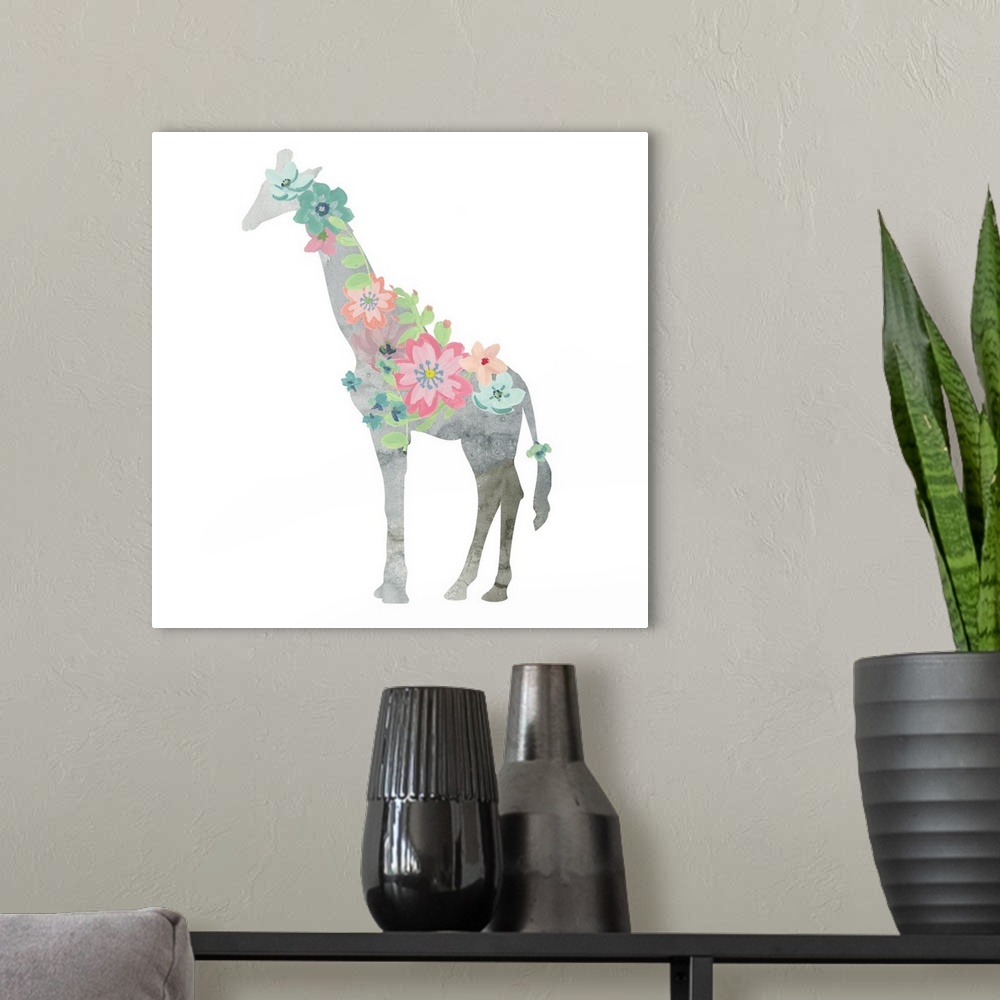 A modern room featuring Girls Love Flowers Giraffe