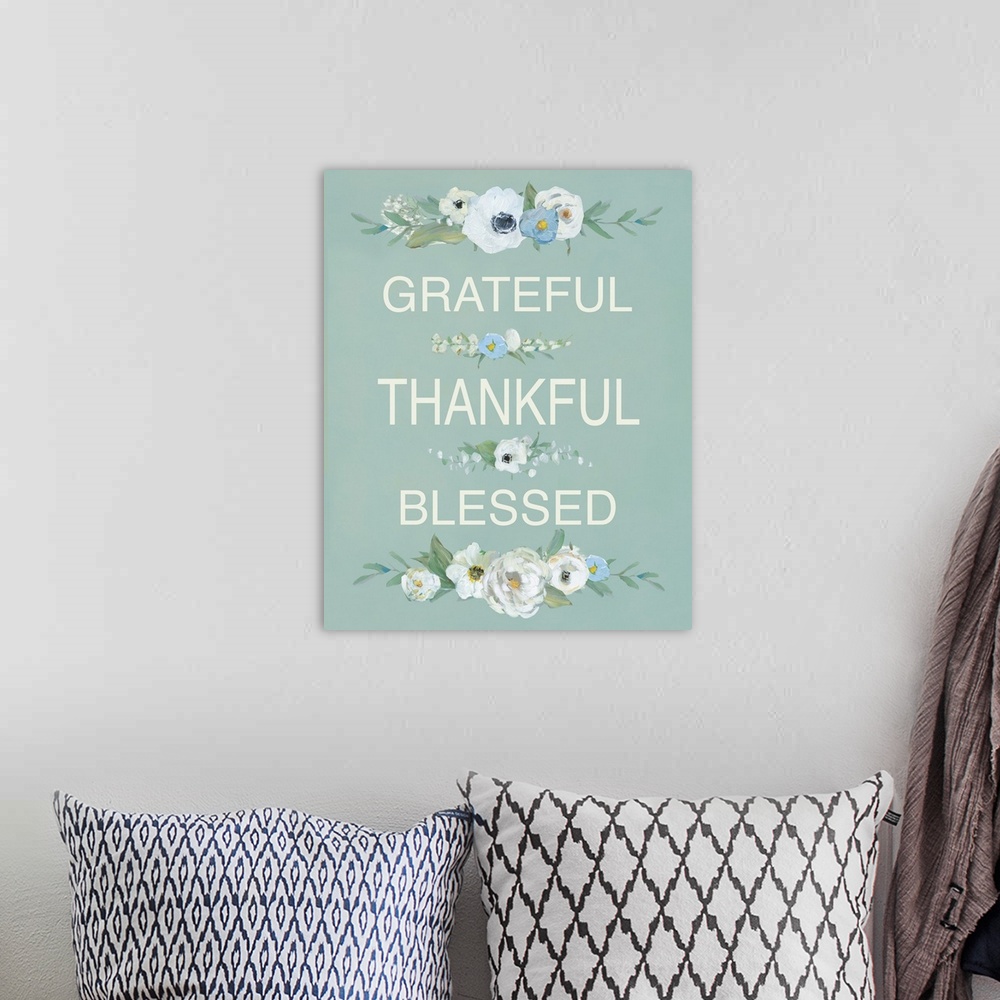 A bohemian room featuring Grateful Thankful