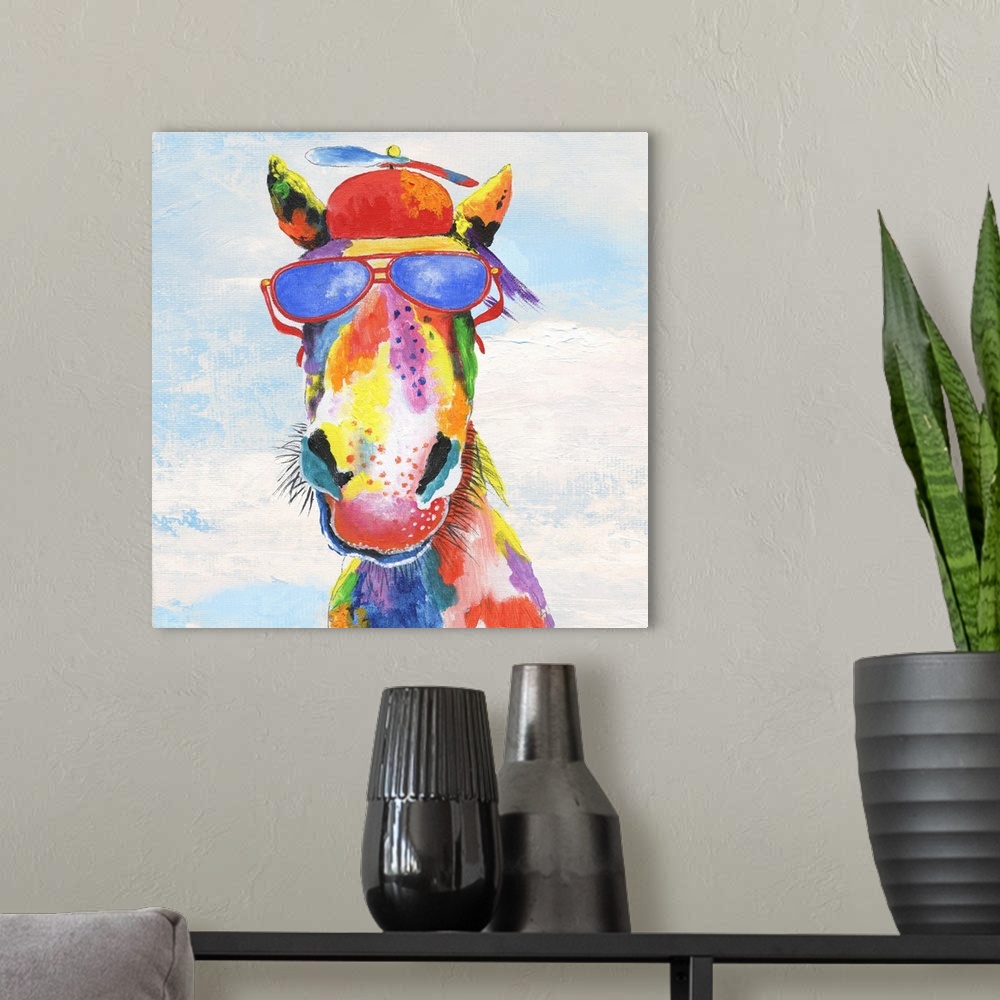 A modern room featuring Groovy Horse and Sky