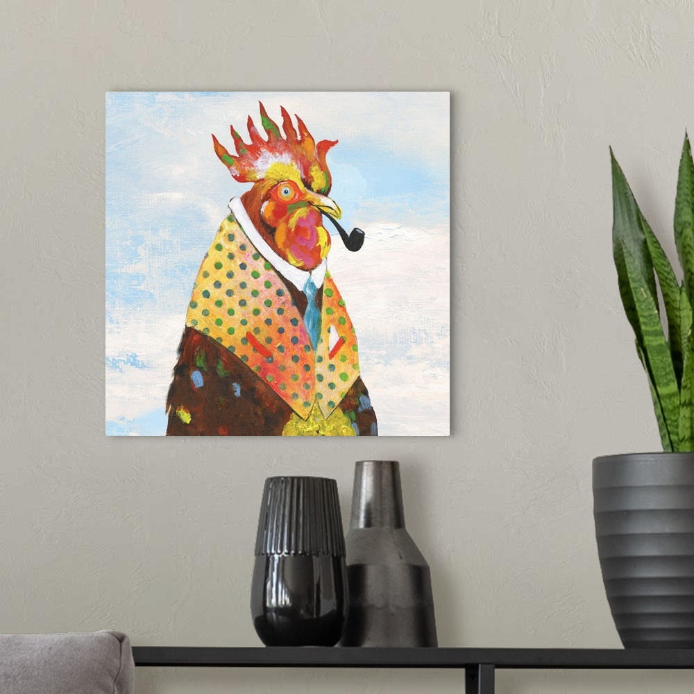 A modern room featuring Groovy Rooster and Sky