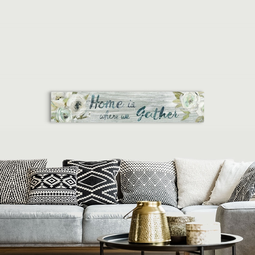 A bohemian room featuring Home is Where We Gather