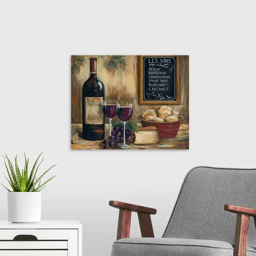A modern room featuring Les Vins
