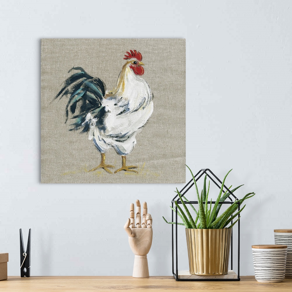 A bohemian room featuring Linen Rooster I