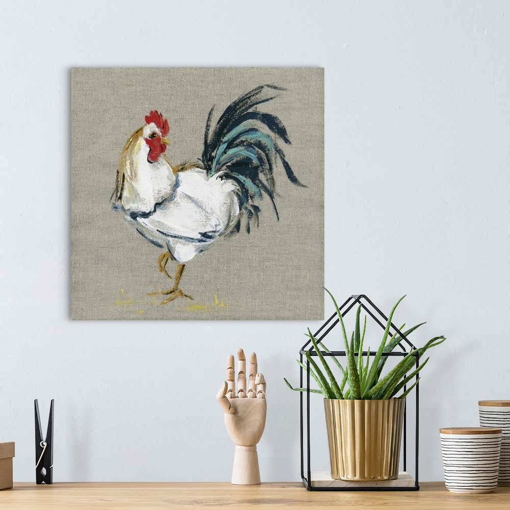 A bohemian room featuring Linen Rooster II