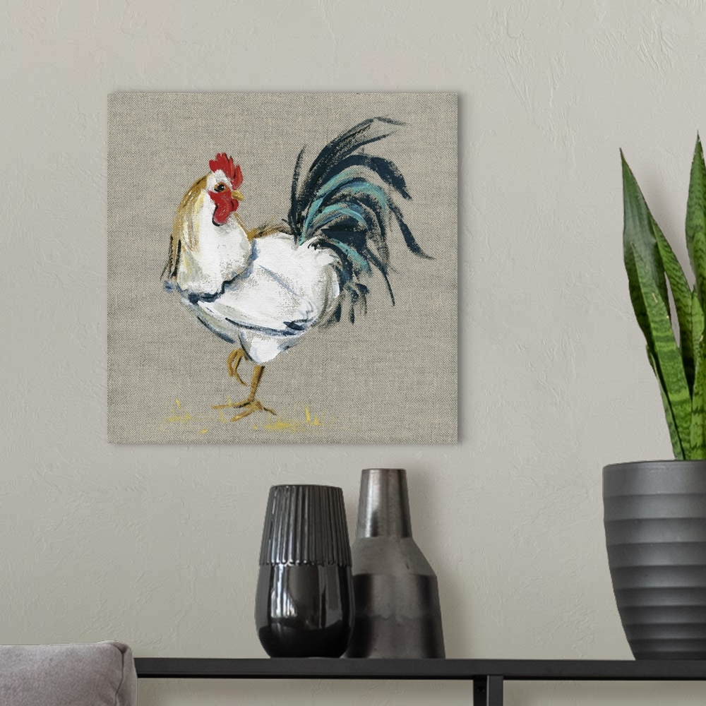 A modern room featuring Linen Rooster II