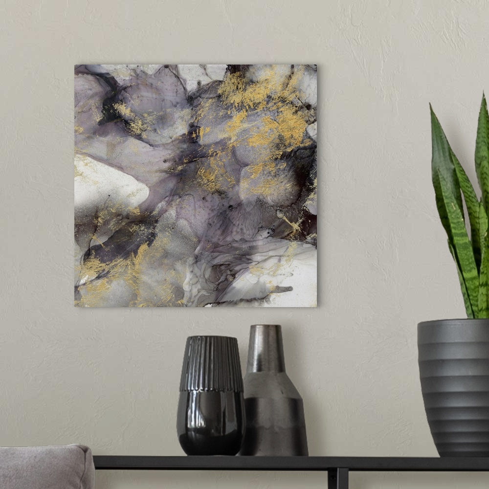 A modern room featuring Marbled Aubergine I