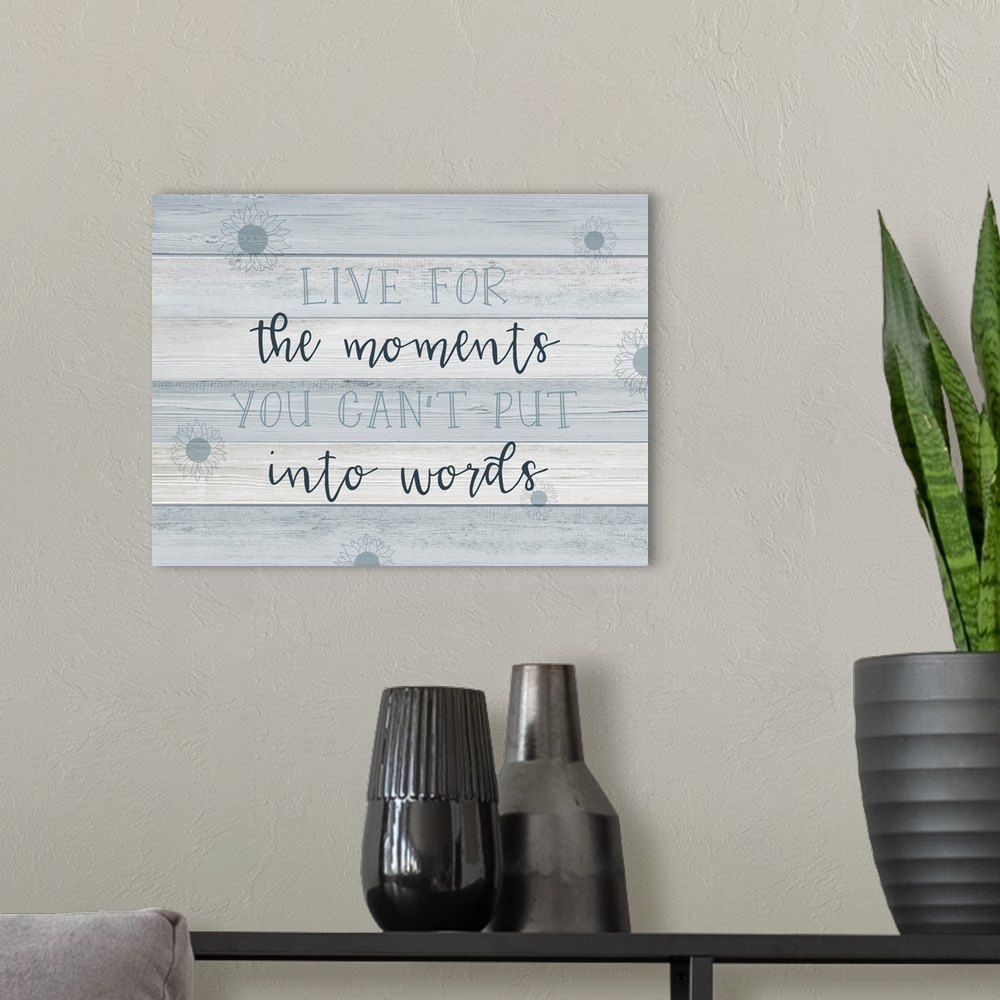 A modern room featuring Moments into Words
