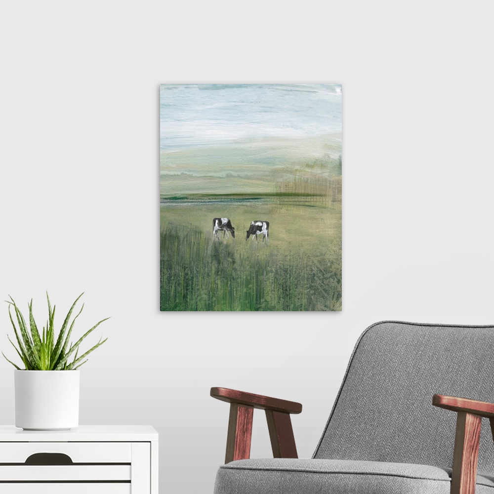 A modern room featuring Out To Pasture II
