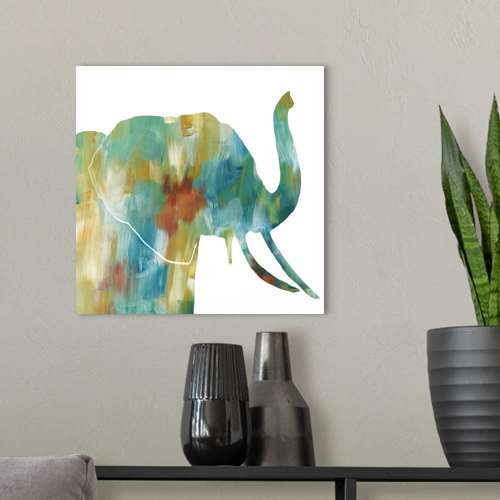 A modern room featuring Painterly Elephant